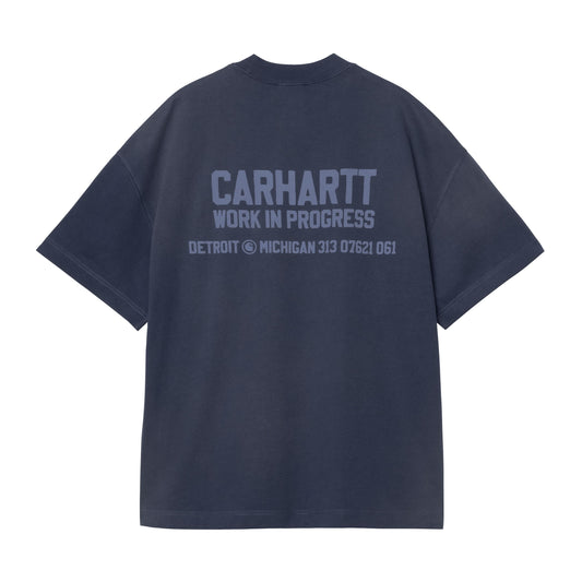 T-Shirt de manga curta para homem Carhartt WIP Distance em Jupiter Stone Dyed. Foto da parte de trás.