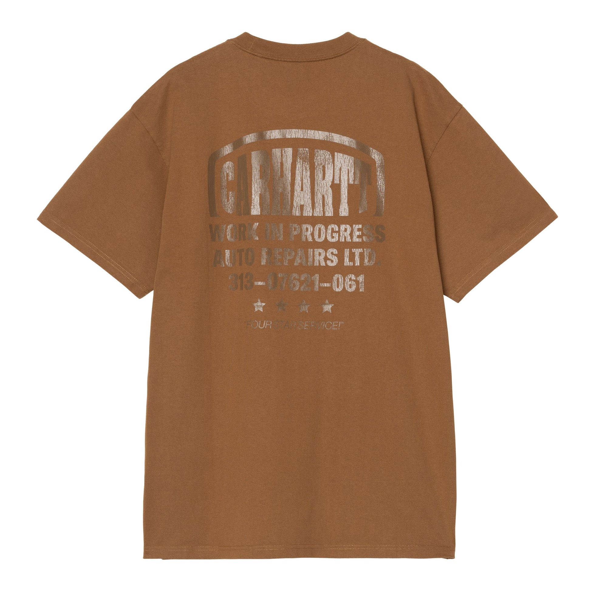 T-Shirt de manga curta para homem Carhartt WIP Four Star em Hamilton Brown. Foto da parte de trás.