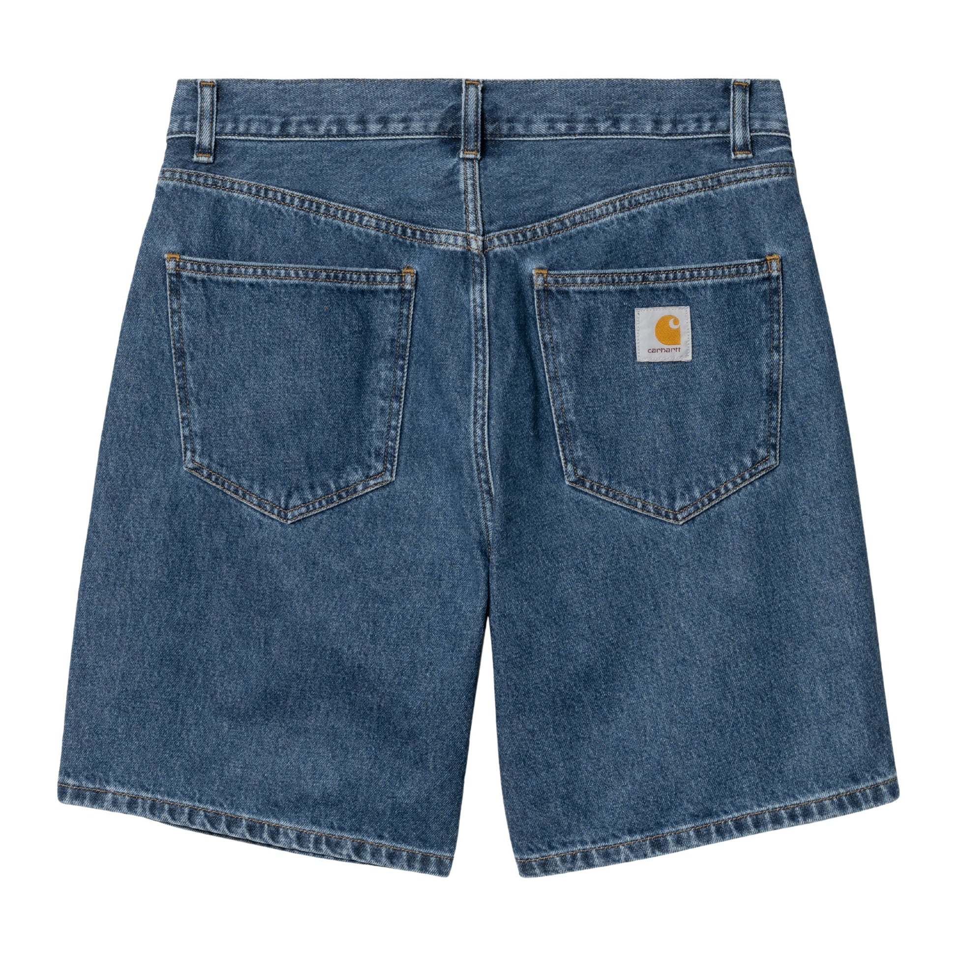 Calções de ganga para homem Carhartt WIP Nolan em Azul heavy stone wash. Foto da parte de trás.