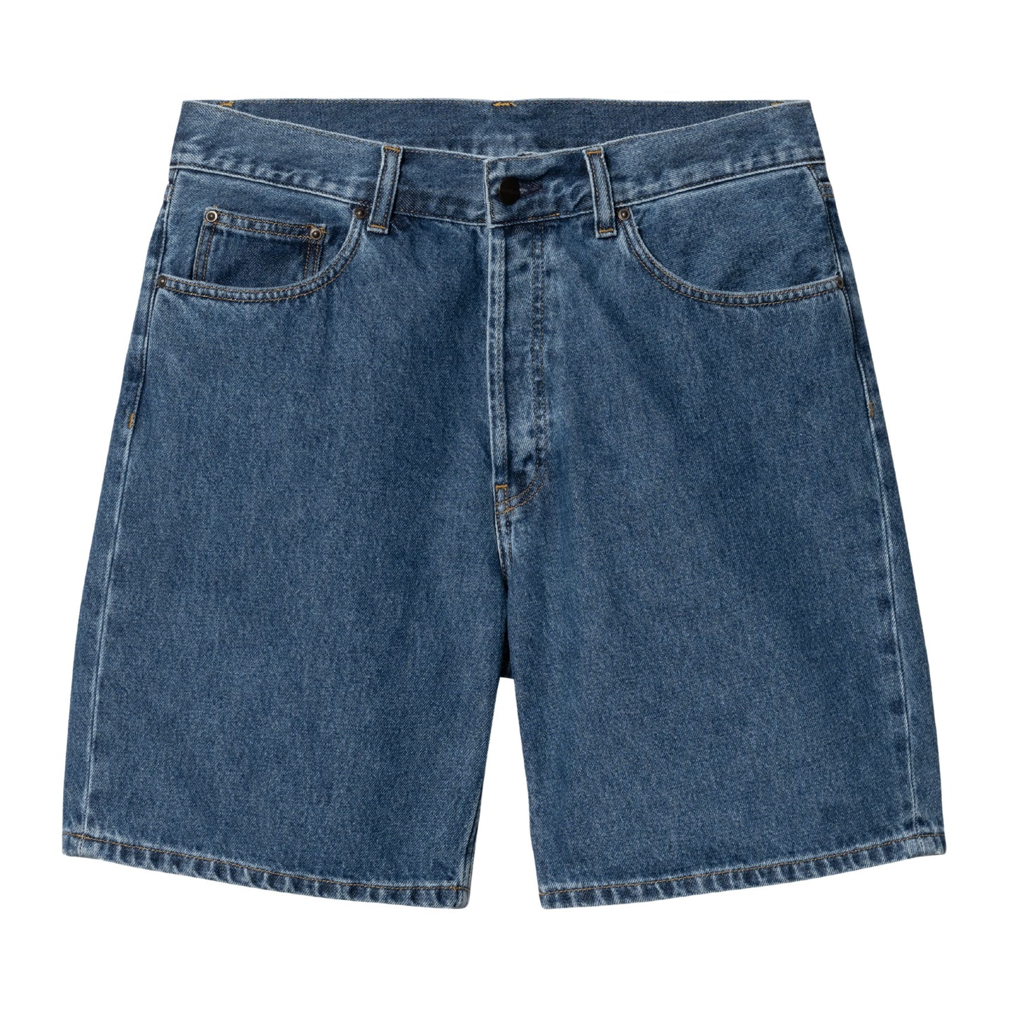 Calções de ganga para homem Carhartt WIP Nolan em Azul heavy stone wash. Foto da parte da frente.