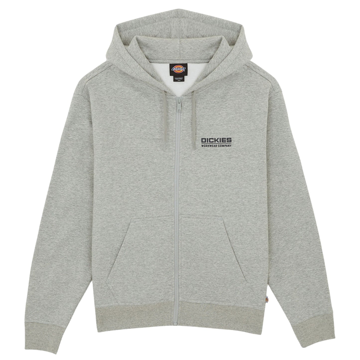 Sweat de carapuço com Zipper para homem Dickies Bolivar em Cinza Mesclado. Foto da parte da frente.