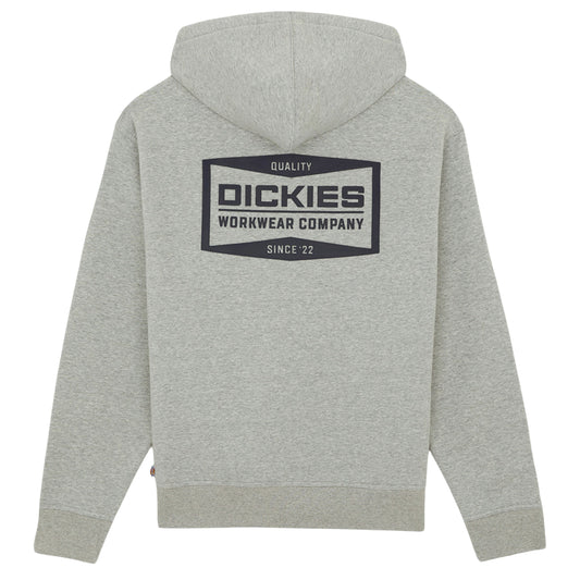 Sweat de carapuço com Zipper para homem Dickies Bolivar em Cinza Mesclado. Foto da parte de trás.