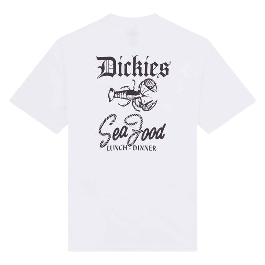 T-Shirt de manga curta para homem Dickies Diner em Branco. Foto da parte de trás.