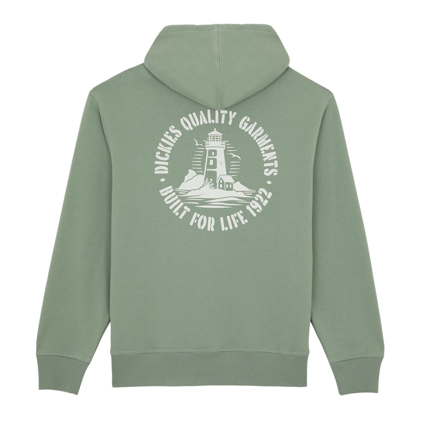 Sweat com carapuço para homem Dickies Parrotsville em Sea Spray. Foto da parte de trás.