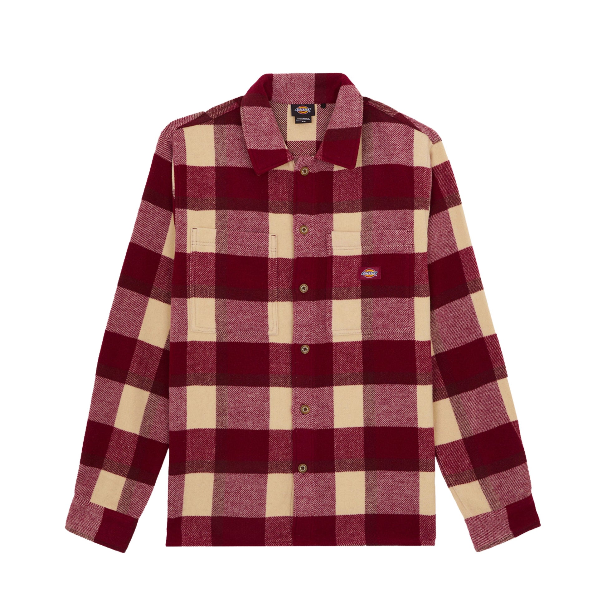 Camisa de manga comprida para homem Dickies Plaid Coaling em Tibetan Red. Foto da parte da frente.