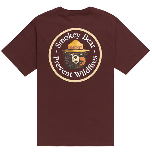 Element & Smokey Bear Prevent Short Sleeve T-Shirt Decadent Chocolate. Foto da parte de trás.