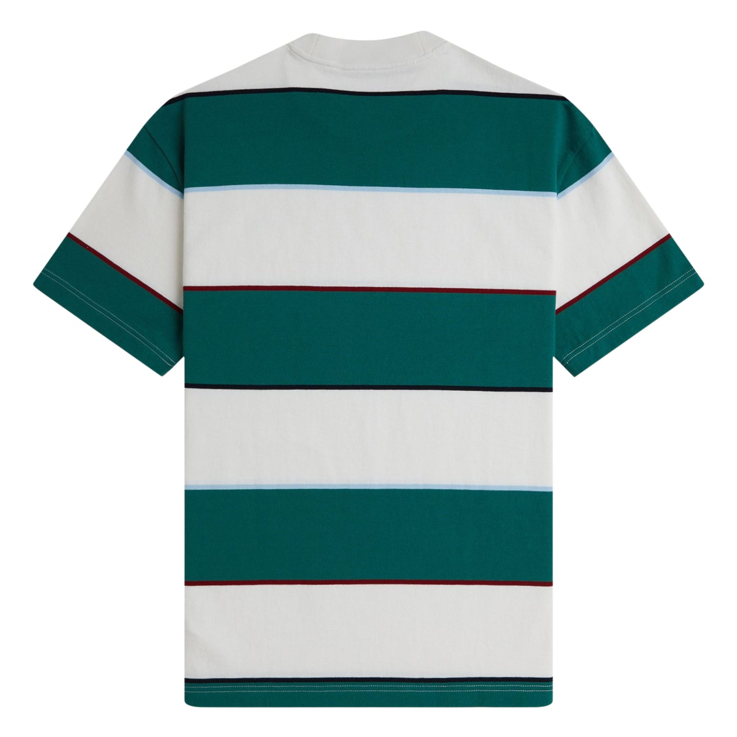 T-Shirt de manga curta para homem Fred Perry Striped Relaxed em Branco Neve. Foto da parte de trás.