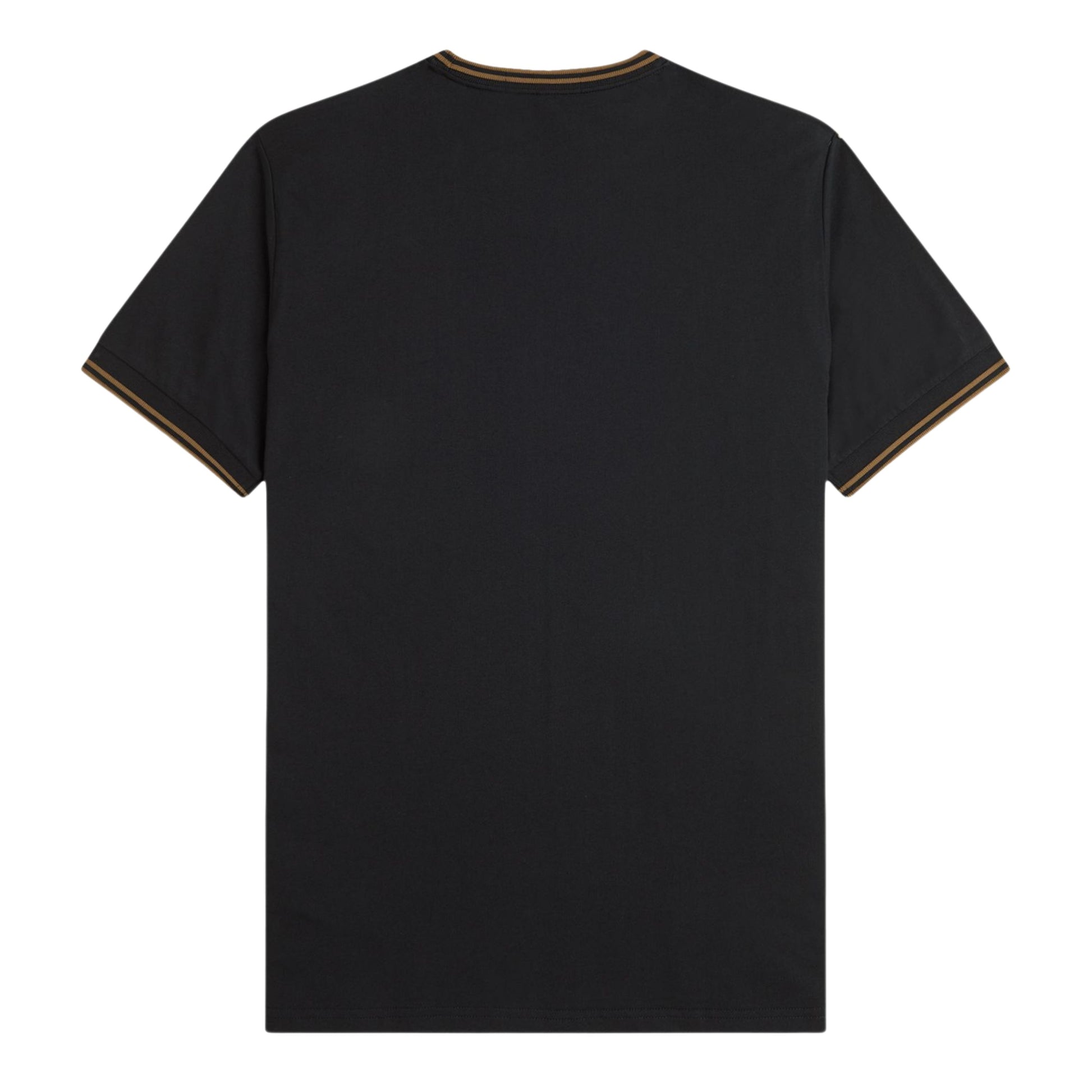 T-Shirt de manga curta para homem Fred Perry Twin Tipped em Preto/Shaded Stone. Foto da parte de trás.