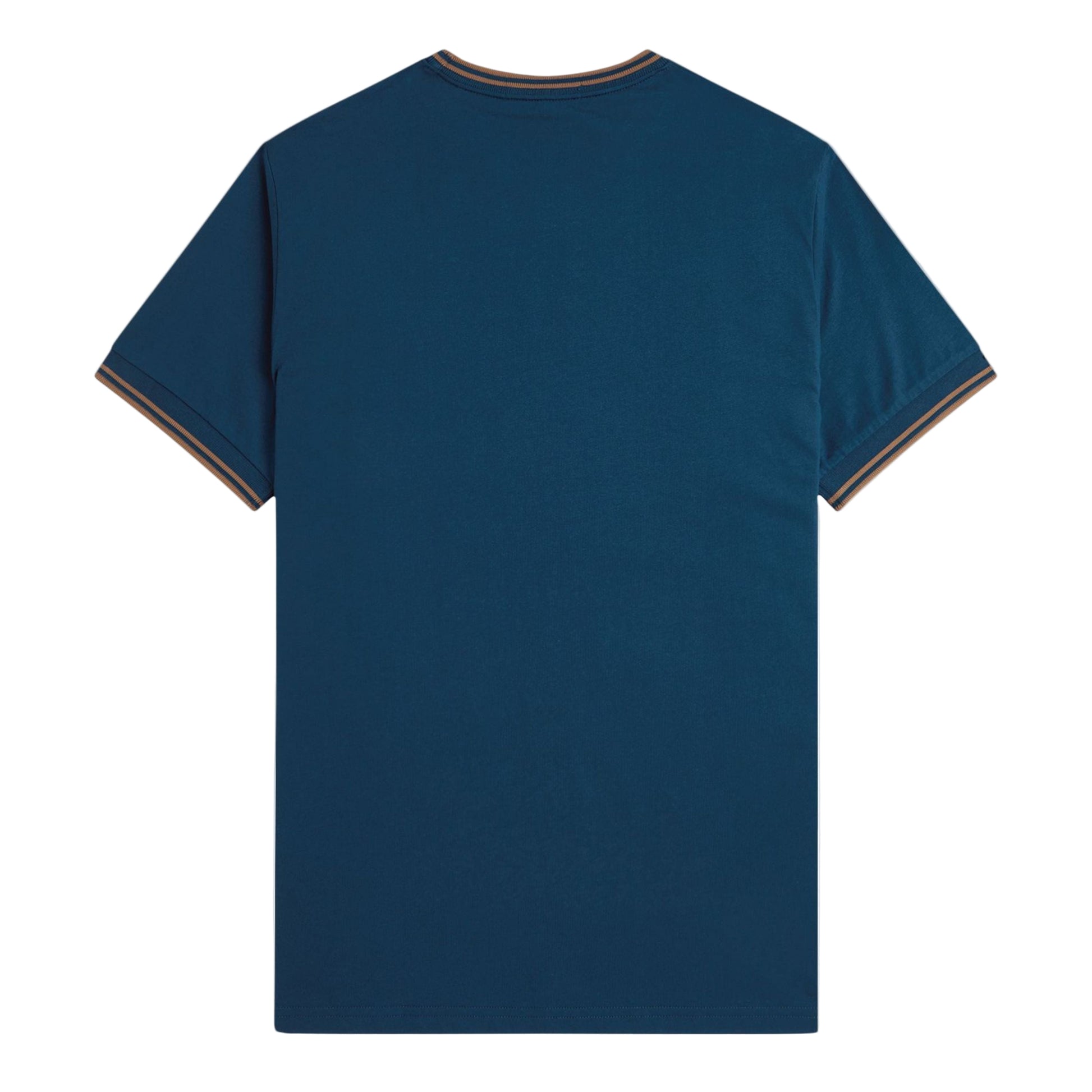 T-Shirt de manga curta para homem Fred Perry Twin Tipped em Dark Petrol/Shaded Stone. Foto da parte de trás.