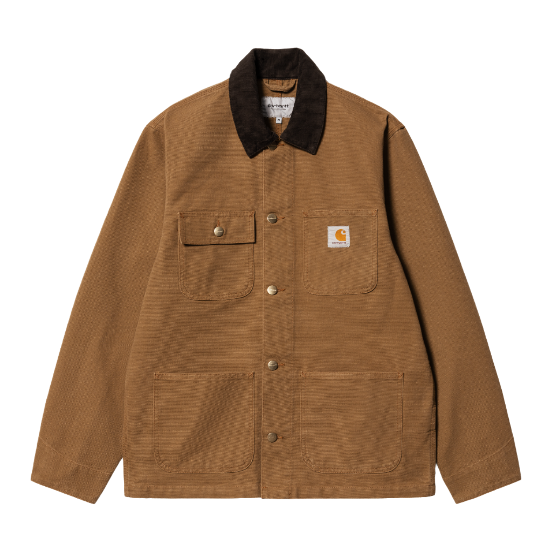 Casaco de homem Carhartt WIP Michigan em Hamilton Brown / Tobacco rinsed. Foto da parte da frente.