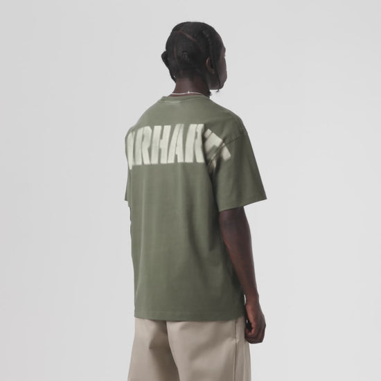 T-Shirt de manga curta para homem Carhartt WIP RGGD em Opuntia garment dyed. Video da peça vestida.