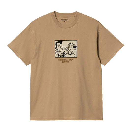 Carhartt WIP Coffee T-Shirt Dusty Hamilton Brown. Foto da parte da frente.