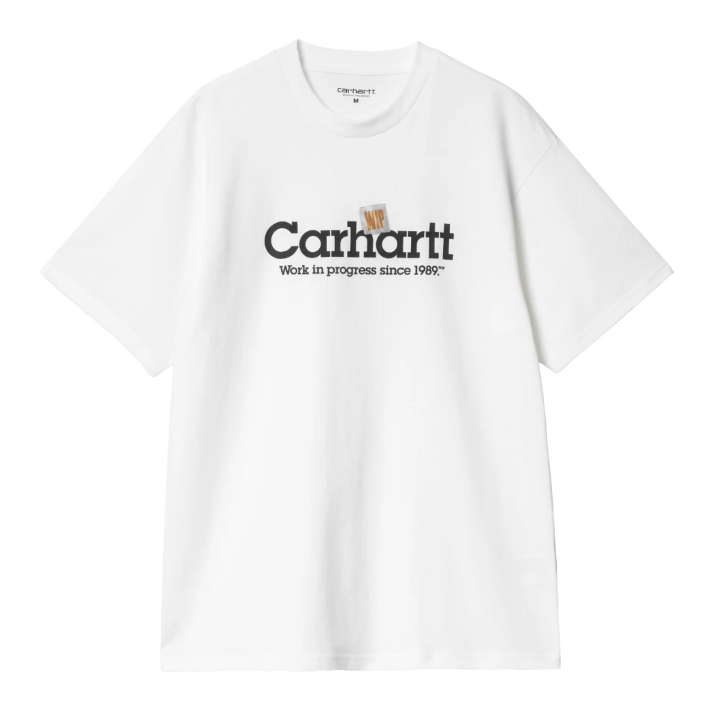 Carhartt WIP Label Script Short Sleeve T-Shirt White. Foto da parte da frente.