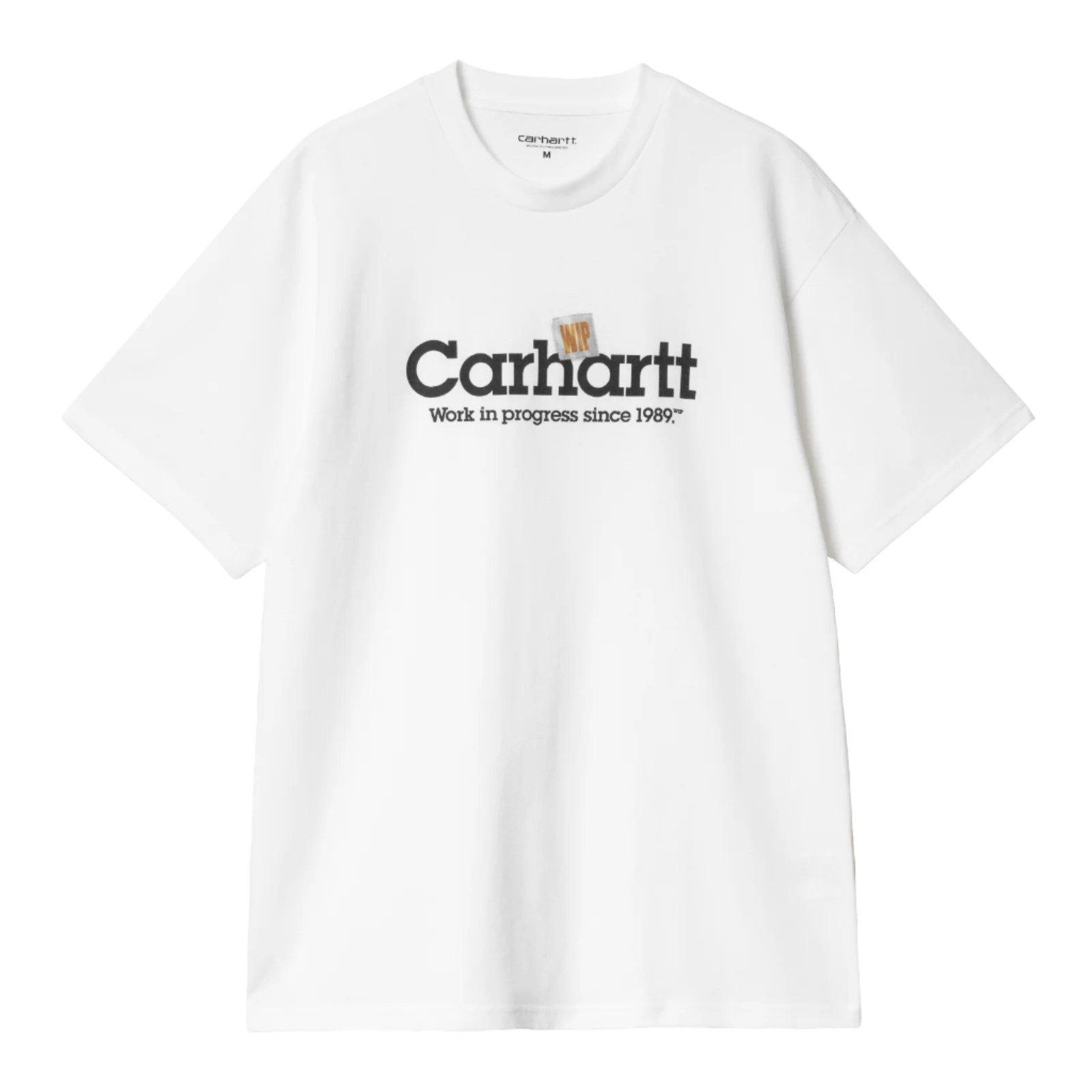 Carhartt WIP Label Script Short Sleeve T-Shirt White. Foto da parte da frente.