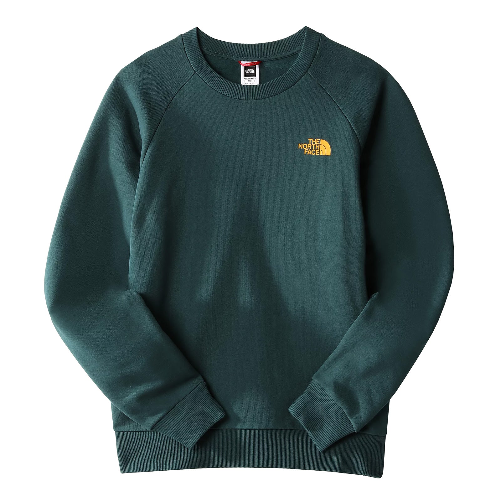 The North Face Raglan Red Box Crewneck Sweat Ponderosa Green. Foto da parte da frente.