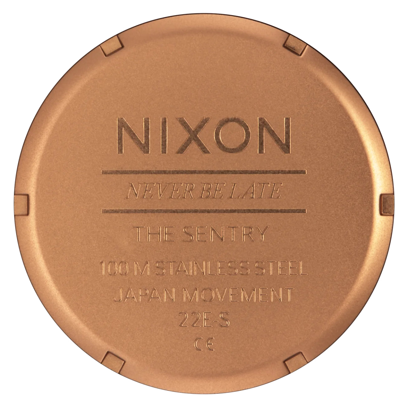 Nixon Sentry Leather Watch Bronze/Black. Foto da tampa da caixa.