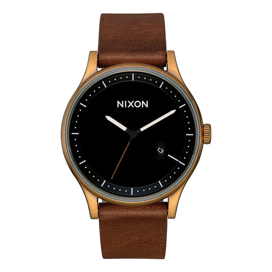 Nixon Station Leather em cobre, preto e castanho. Foto de frente.