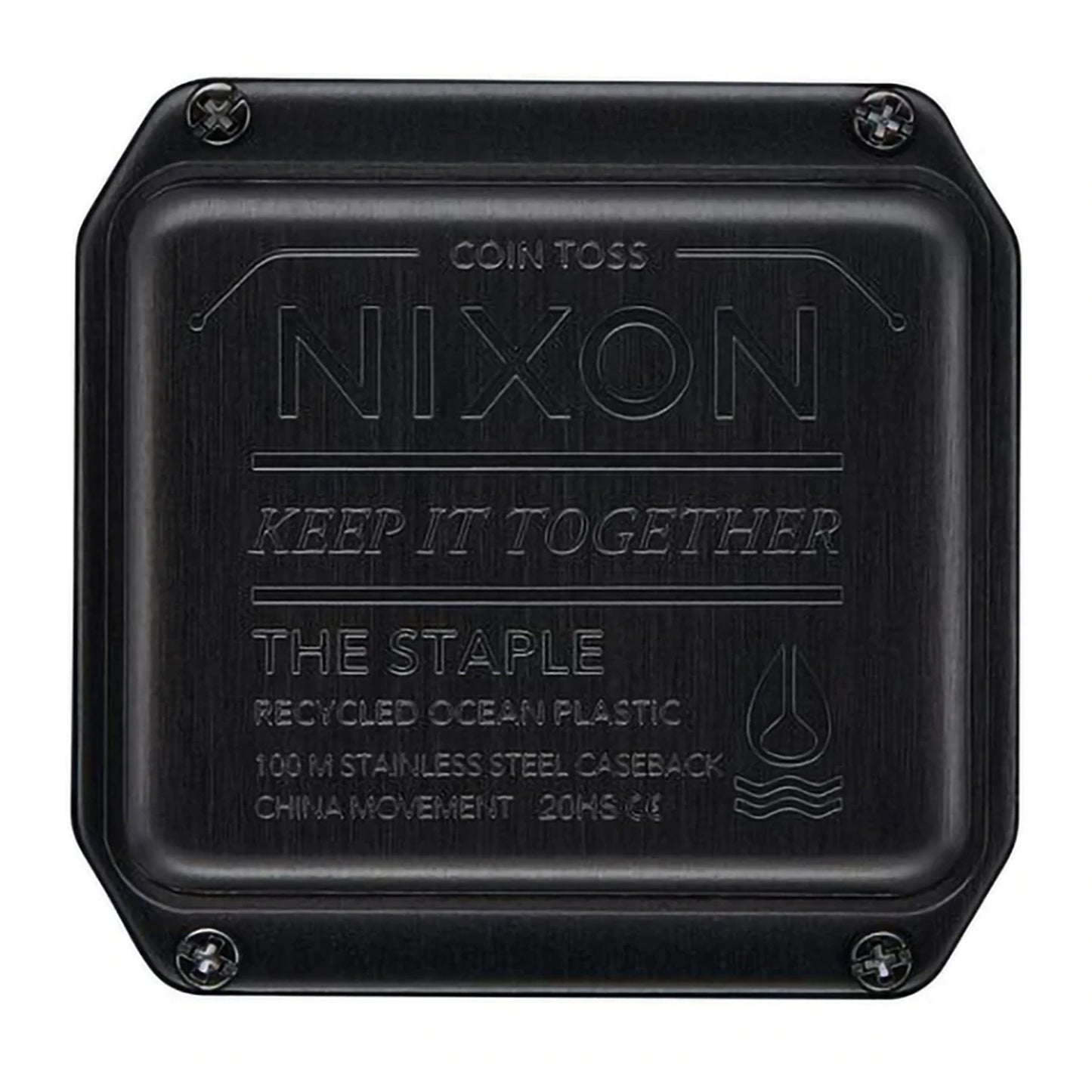 Nixon Staple Watch Black/Aqua Positive. Foto da tampa da caixa.