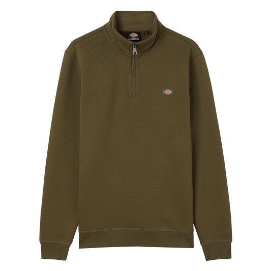 Dickies Oakpoart Quarter Zip Sweatshirt Military Green. Foto da parte da frente.