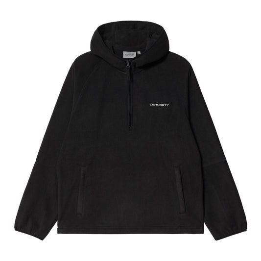 Carhartt WIP Hooded Beaumont Half Zip Sweat Black/Wax. Foto de frente.