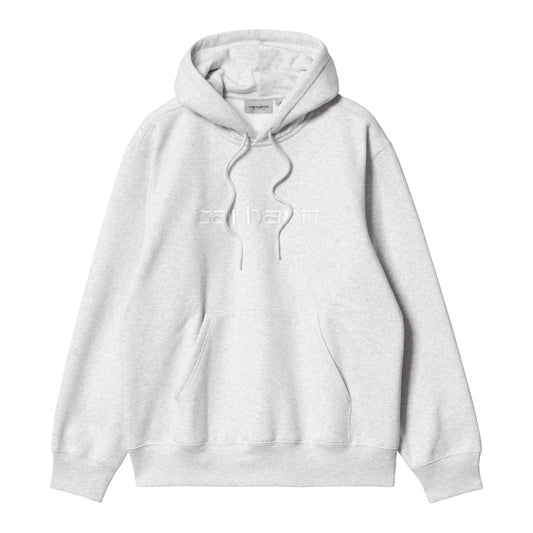 Carhartt WIP Hooded Carhartt Sweat Ash Heather/White. Foto de frente.