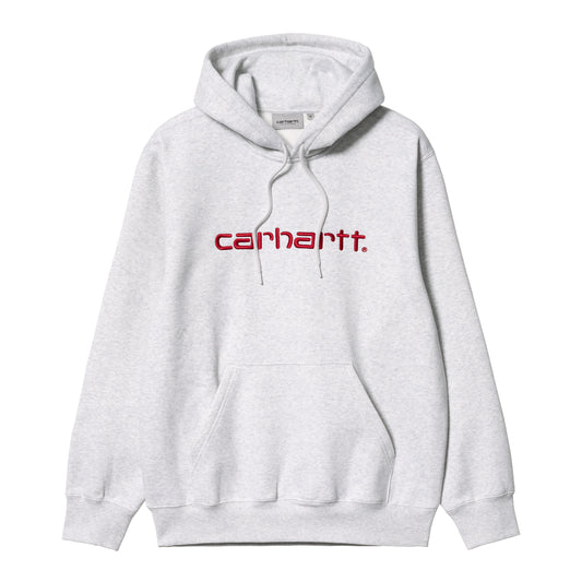 Carhartt WIP Hooded Carhartt Sweat Ash Heather/Rocket. Foto da parte da frente.