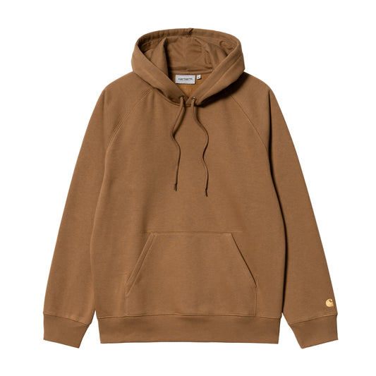 Carhartt WIP Hooded Chase Sweat Hamilton Brown/Gold. Foto da parte da frente.