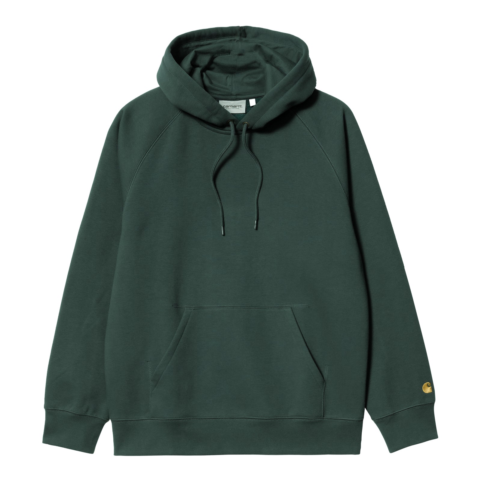 Carhartt WIP Hooded Chase Sweat Juniper/Gold. Foto da parte da frente.