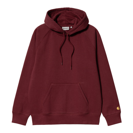 Carhartt WIP Hooded Chase Sweat Corvina/Gold. Foto da parte da frente.