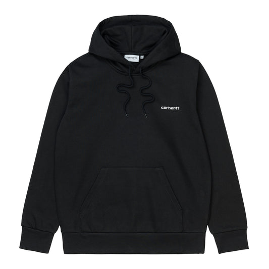 Carhartt WIP Hooded Script Embroidery Sweat Black/White. Foto de frente.