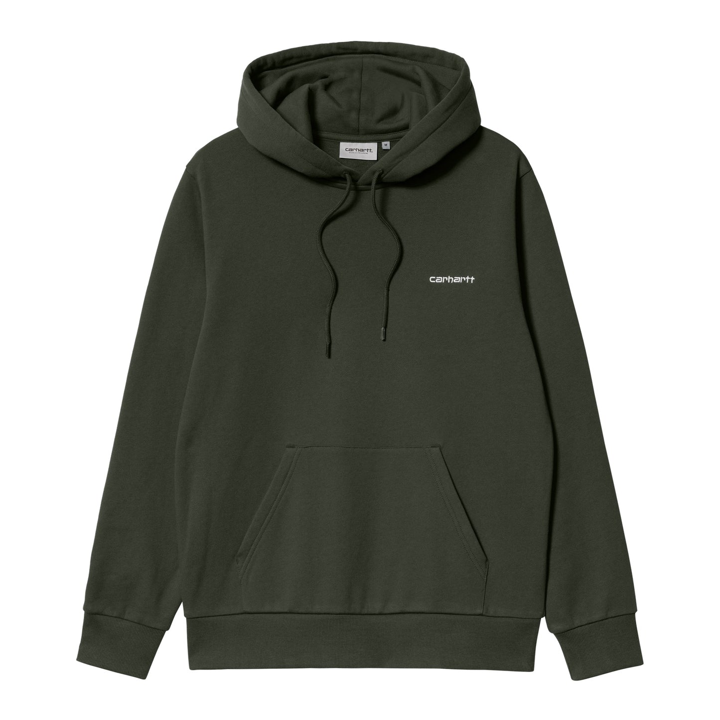 Carhartt WIP Hooded Script Embroidery Sweat Boxwood/White. Foto da parte da frente.