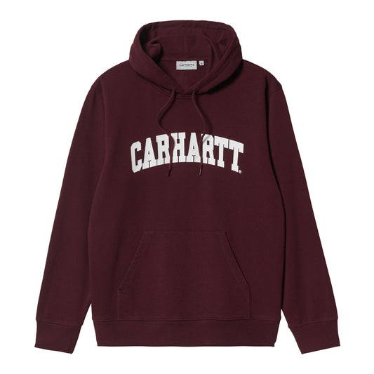 Carhartt WIP Hooded University Sweat Wine/White. Foto de frente.