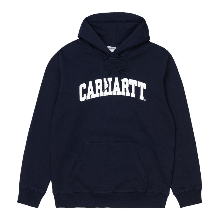 Carhartt WIP Hooded University Sweat Dark Navy/White. Foto de frente.
