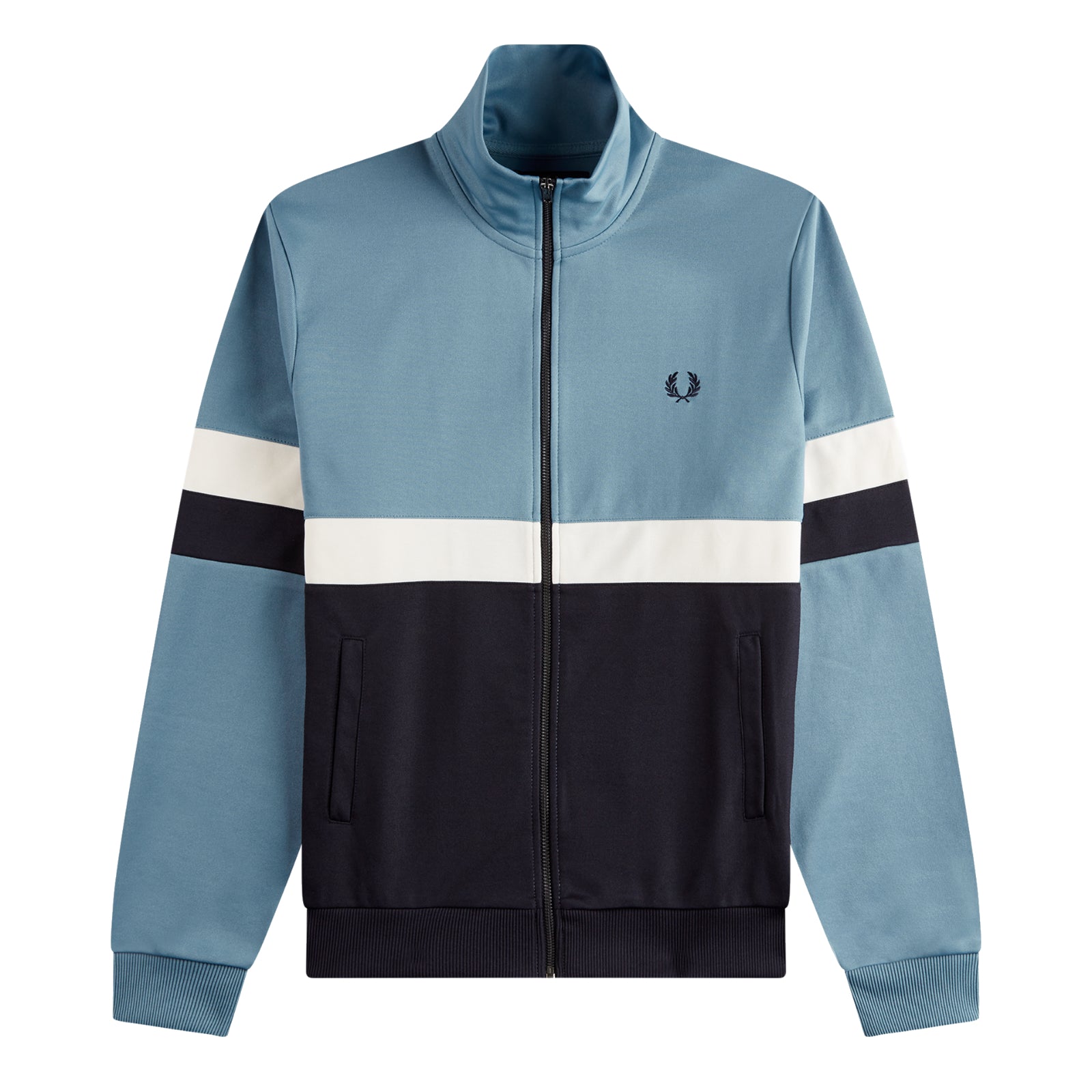 Fred Perry Panelled Track Jacket Ash Blue. Foto de frente.