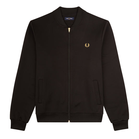 Fred Perry Pique Texture Track Jacket Black. Foto de frente.