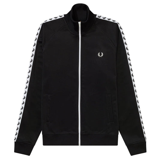 Fred Perry Taped Track Jacket Preto/Branco Frente