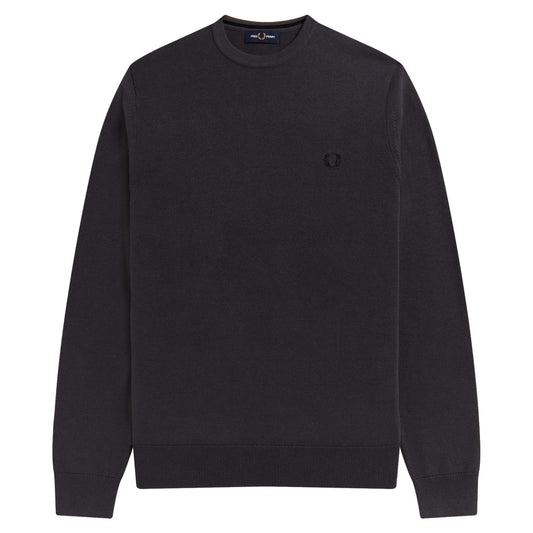 Fred Perry Classic Crew Neck Jumper Gunmetal. Foto da parte da frente.