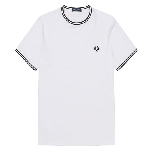 Fred Perry Twin Tipped T-Shirt White/Black Front