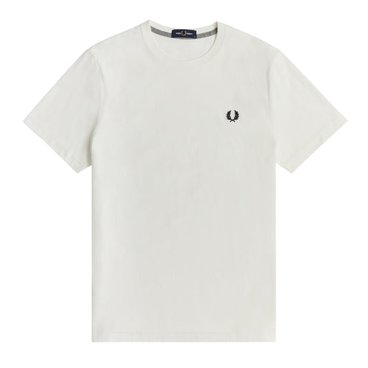 Fred Perry Crew Neck T-Shirt Snow White. Foto de frente.