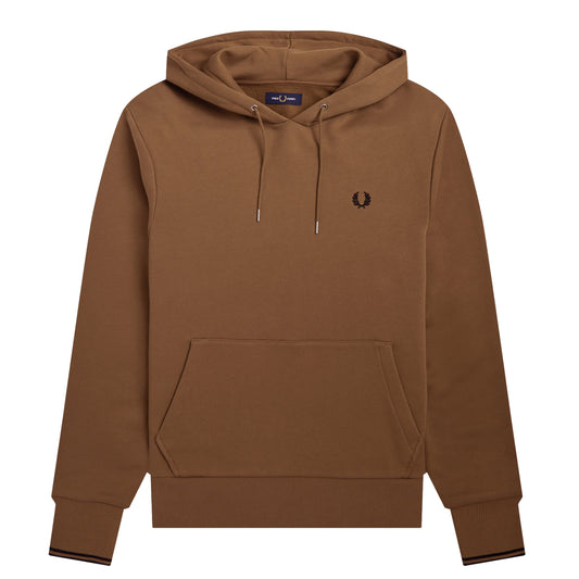 Fred Perry Tipped Hooded Sweatshirt Shaded Stone. Foto da parte da frente.