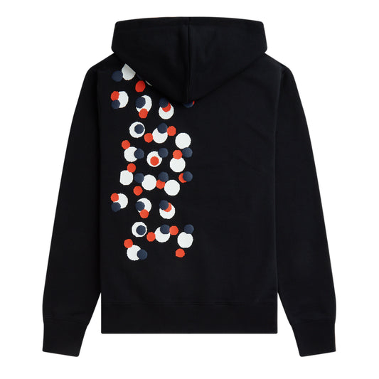 Fred Perry Pixel Print Hooded Sweatshirt Black. Foto de trás.