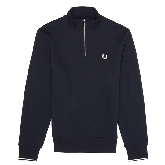 Fred Perry Half Zip Sweatshirt Navy. Foto da parte da frente.