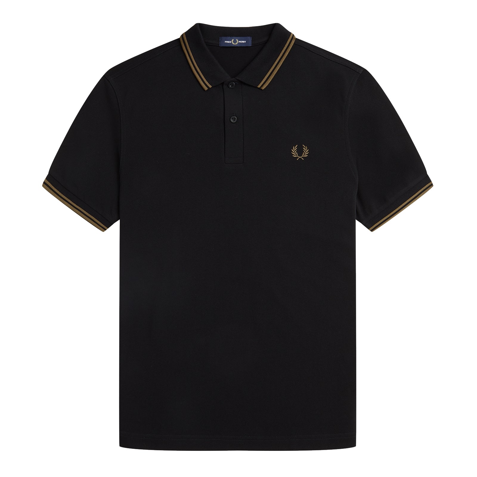 Fred Perry Twin Tipped Fred Perry Shirt Black/Shaded Stone/Shaded Stone. Foto da parte da frente.