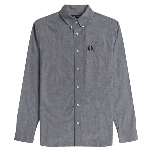 Fred Perry Button Down Collar Shirt Black. Foto de frente.