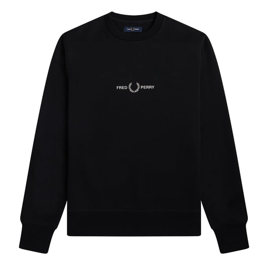 Fred Perry Embroidered Sweatshirt Black. Foto da parte da frente.