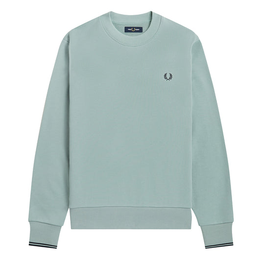 Fred Perry Crew Neck Sweatshirt Silver Blue. Foto da parte da frente.