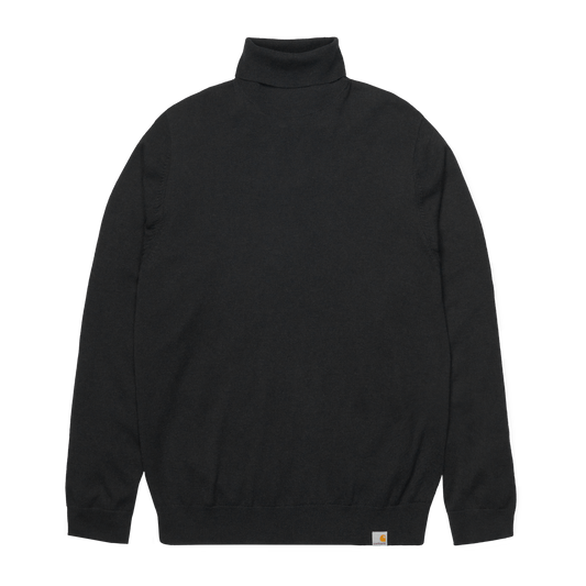 Carhartt WIP Playoff Turtleneck Sweater em preto. Foto de frente.