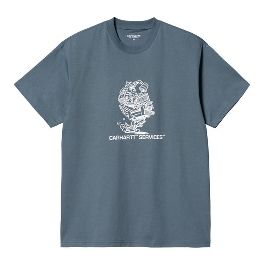 Carhartt WIP Moving Service T-Shirt Storm Blue. Foto da parte da frente.