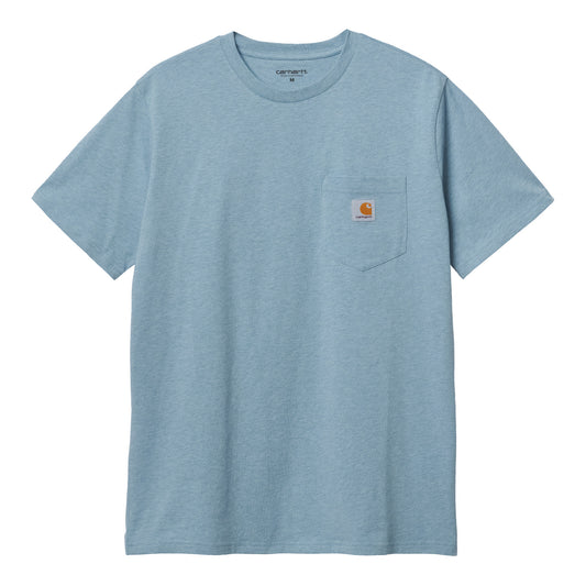 Carhartt WIP Pocket T-Shirt Frosted Blue Heather. Foto de frente.
