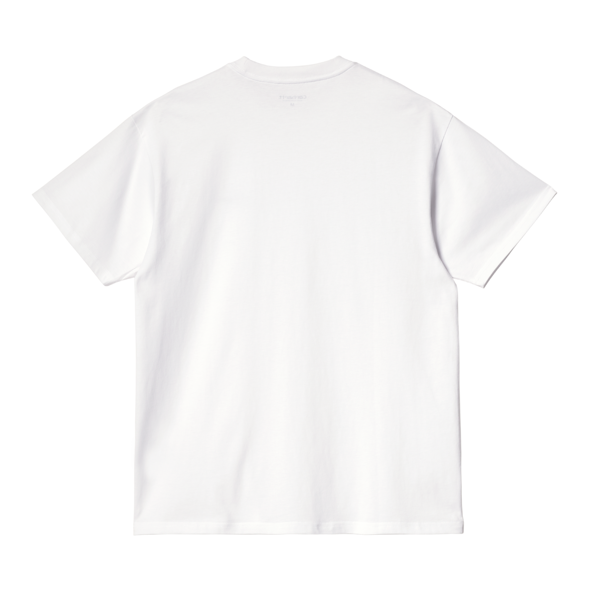 Carhartt WIP Script Embroidery T-Shirt em branco com logo bordado a preto. Foto de costas.